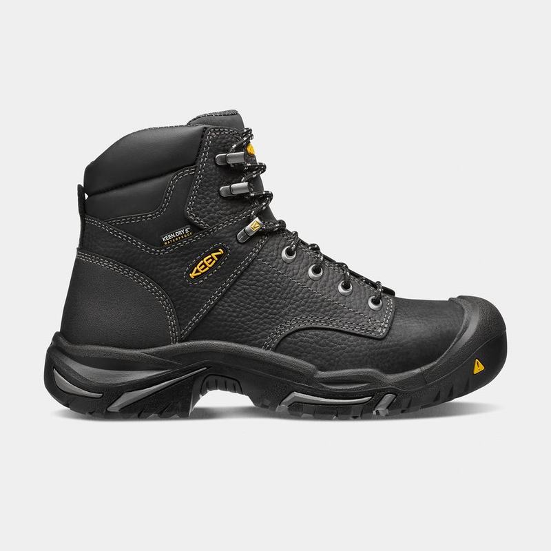 Keen Mt Vernon 6" Steel Toe Mens Work Boots Black Stockists NZ (4691-PDBTF)